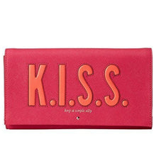 Load image into Gallery viewer, Kate Spade Kiss Tally Clutch Pink Leather Foldover Love Birds Bag