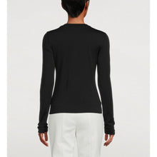 Load image into Gallery viewer, Theory Tiny Tee Long Sleeve Crew Neck Black Rib Knit Top Fitted XL