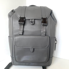 Load image into Gallery viewer, Coach League Flap Backpack CU072 Charcoal Gray Leather Laptop Bag Mens