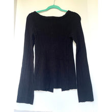Load image into Gallery viewer, Free People East Side Black Ribbed Bell Sleeve Cardigan Sweater Small