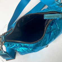 Load image into Gallery viewer, Kurt Geiger Eagle Head Quilted Metallic Blue Nylon Crossbody Bag Small Pouch