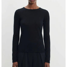 Load image into Gallery viewer, Majestic Filatures Black Cotton Cashmere Long Sleeve Crewneck T-Shirt – Women's 4/L