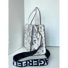Load image into Gallery viewer, Karl Lagerfeld Maybelle Satchel Ikons Paris Print White Faux Leather Bag