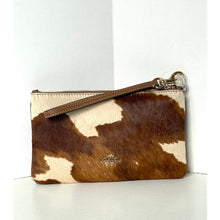 Load image into Gallery viewer, Coach Ashton Wristlet CDY07 Haircalf Cow Print Leather Clutch Brown F