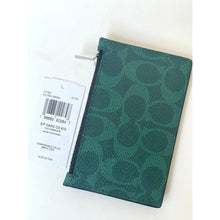Load image into Gallery viewer, Coach CV764 Sea Green Signature Canvas Zip Card Case