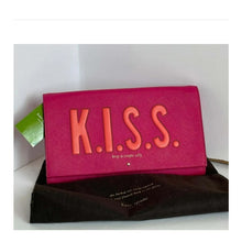 Load image into Gallery viewer, Kate Spade Kiss Tally Clutch Pink Leather Foldover Love Birds Bag