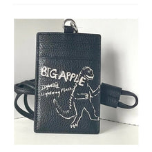Load image into Gallery viewer, Coach ID Lanyard CAO25 Rexy Dinosaur Sketch Black Leather Card Holder