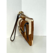 Load image into Gallery viewer, Coach Ashton Wristlet CDY07 Haircalf Cow Print Leather Clutch Brown A