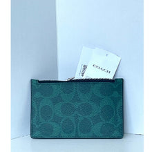 Load image into Gallery viewer, Coach CV764 Sea Green Signature Canvas Zip Card Case