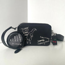 Load image into Gallery viewer, Coach Charter Crossbody 19 CAM86 Black Leather Rexy Sketch Print Pouch