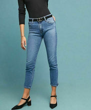 Load image into Gallery viewer, Anthropologie AG Jean Womens 31 Blue Skinny Crop High-Rise Stevie Ankle Slit Pant