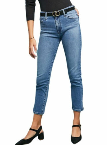 AG Jeans Womens 25 Blue Skinny Cropped High-Rise Stevie Ankle Slit Pant