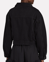 Load image into Gallery viewer, AGOLDE Charli Shrunken Denim Crop Jacket Womens Black Distressed Jagged