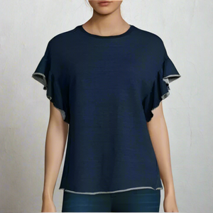AG_Sweatshirt_Womens_Medium_Blue_Short_Sleeve_Crew_Neck_Boyfriend_Top