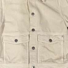 Load image into Gallery viewer, Beige corduroy jacket on a wooden surface