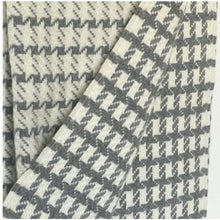 Load image into Gallery viewer, Two plaid fabrics with a houndstooth pattern in gray and white.
