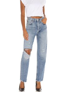 Agolde Jeans Womens High Rise 90s Pinch Waist Straight Leg Distressed, Lineup