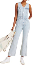 Load image into Gallery viewer, Agolde Jumpsuit Womens 10 Blue Flared 70s Leg Sleeveless V-Neck Denim