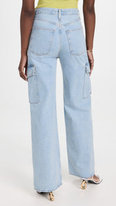 Agolde Minka Cargo High Rise Wide Leg Jeans Womens 29 Blue Denim Realm