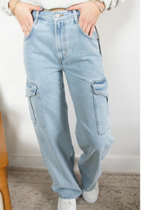 Agolde Minka Cargo High Rise Wide Leg Jeans Womens 29 Blue Denim Realm