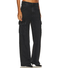 Load image into Gallery viewer, Agolde Minka Cargo Jeans Womens 29 Black High Rise Wide Leg Denim Zip