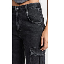 Load image into Gallery viewer, Agolde Minka Cargo Jeans Womens 29 Black High Rise Wide Leg Denim Zip