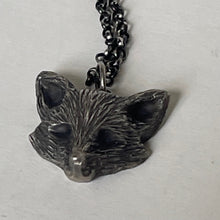 Load image into Gallery viewer, Silver fox pendant on a chain against a white background