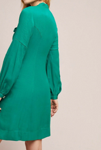 Load image into Gallery viewer, Anthropologie Dress Womens 2 Green V-Neck Pussy Bow Tie Long Sleeve A-Line