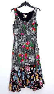 Anthropologie Dress Womens 2 Sleeveless V-Neck Floral A-Line Asymmetric