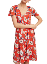 Load image into Gallery viewer, Anthropologie Dress Womens Medium Floral V-Neck Short Sleeve Open Back A-Line