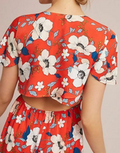 Load image into Gallery viewer, Anthropologie Dress Womens Medium Floral V-Neck Short Sleeve Open Back A-Line