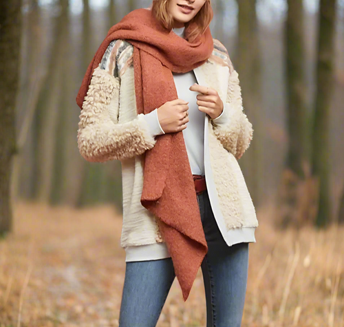 Anthropologie Jacket Large Womens Beige Open Front Faux Fur Cardigan