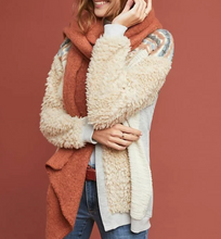 Load image into Gallery viewer, Anthropologie Jacket Large Womens Beige Open Front Faux Fur Cardigan