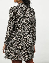 Load image into Gallery viewer, Anthropologie Jacket Womens 2 Brown Double-Breasted Leopard Longline Blazer