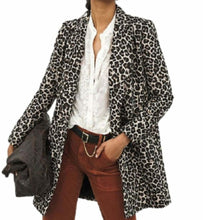 Load image into Gallery viewer, Anthropologie Jacket Womens 2 Brown Double-Breasted Leopard Longline Blazer