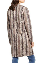 Load image into Gallery viewer, Anthropologie Jacket Womens Medium Brown Snake Print Micro Suede Midi Coat