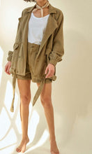 Load image into Gallery viewer, Anthropologie Jacket Womens Small Beige Oversized Short Trench Draped Belted Amo