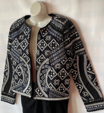 Load image into Gallery viewer, Anthropologie Jacket Womens Small Black Crop Bolero Embroidered Beaded Quilted