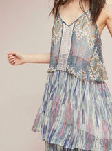 Load image into Gallery viewer, Anthropologie Maxi Dress Womens 2 Pink Tiered Long Metallic Gray Strappy