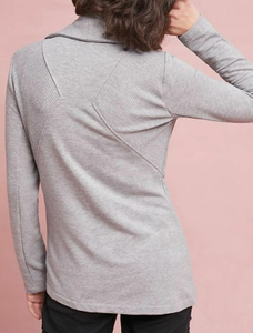 Anthropologie Moto Jacket Womens Extra Small Gray Sweatshirt Zip Up