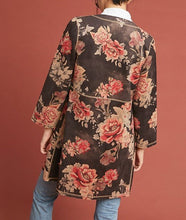 Load image into Gallery viewer, Anthropologie Women’s Open-Front Kimono Jacket; Floral Micro-Suede - Large