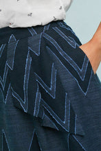 Load image into Gallery viewer, Anthropologie Skirt Womens 0 Blue A-Line Midi Chevron Cotton Linen Eva Franco
