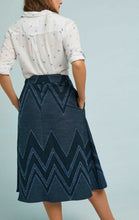 Load image into Gallery viewer, Anthropologie Skirt Womens 0 Blue A-Line Midi Chevron Cotton Linen Eva Franco