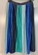 Load image into Gallery viewer, Anthropologie Skirt Medium Maeve Sunburst Pleated Metallic Midi Striped Sparkle