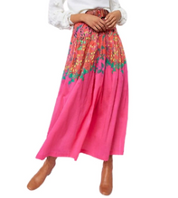 Load image into Gallery viewer, Anthropologie Skirt Womens Small Pink Maxi Roopa Floral Cotton Tiered A-Line