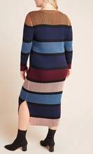 Load image into Gallery viewer, Anthropologie Sweater Dress Womens Large Blue Scoop Neck Stripe Rib Knit Dolan