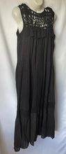 Load image into Gallery viewer, Anthropologie Dress Maxi Womens Black Sleeveless Cotton Tassels Ties Black Gold