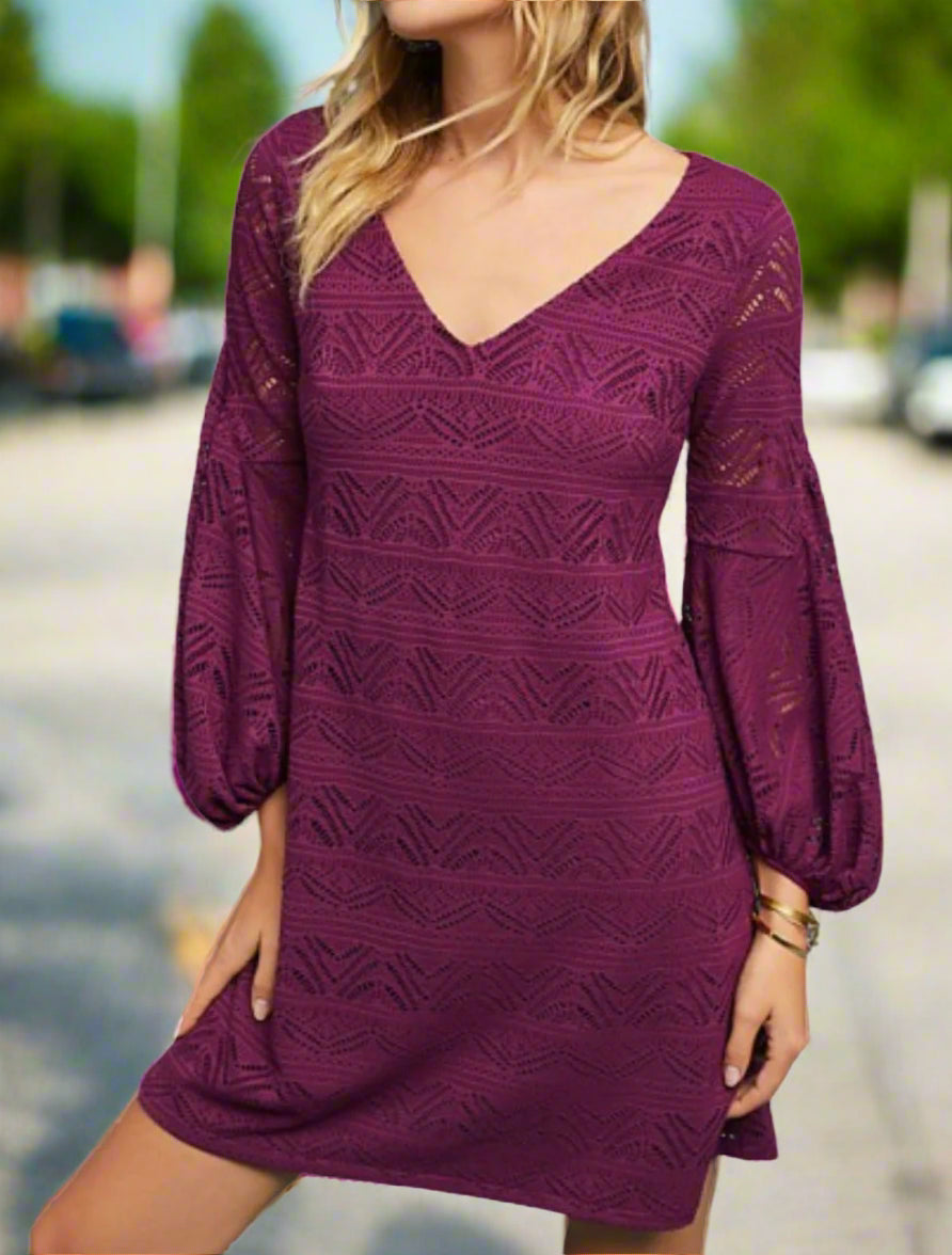 Anthropologie Dress Womens Extra Small Purple V-Neck A-Line Lace Knit Luxe Fashion Finds Anthropologie Dress Womens Extra Small Purple V-Neck A-Line Lace Knit Luxe Fashion Finds