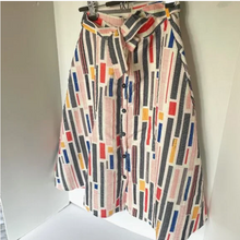 Load image into Gallery viewer, Anthropologie Hutch A-Line Midi Skirt Womens 6 Striped Button Front Belted