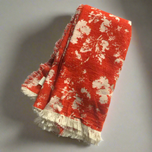Load image into Gallery viewer, Anthropologie_Chenille_Cotton_Throw_Blanket_Large_Orange_Oblong_Eco_Plush_Fringe_b